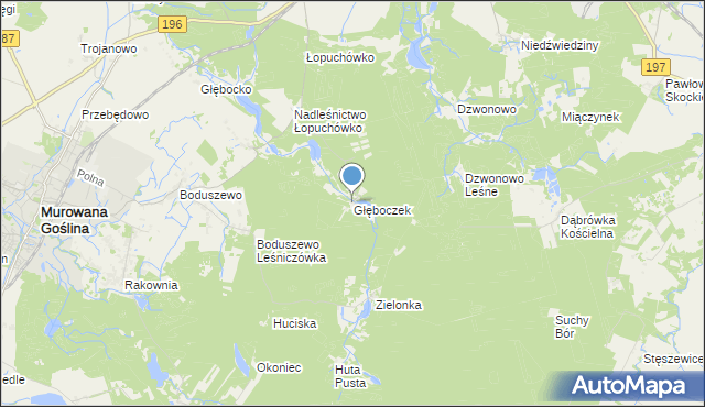 mapa Głęboczek, Głęboczek gmina Murowana Goślina na mapie Targeo